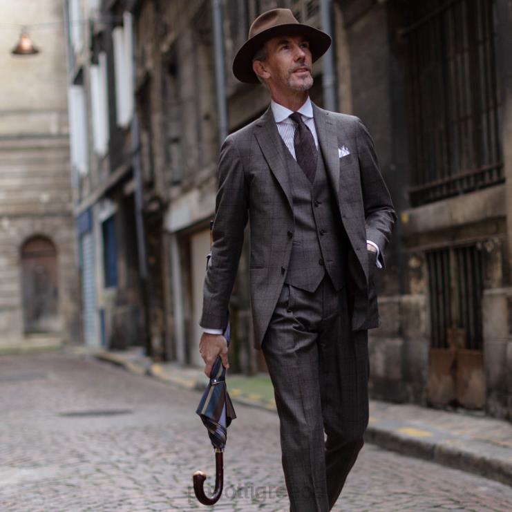 ομπρέλα | PASOTTI 142 6496-12 cbr - μασίφ ριγέ ομπρέλα καστανιάς με άκρο πόμολο 2N6B8102 άνδρες